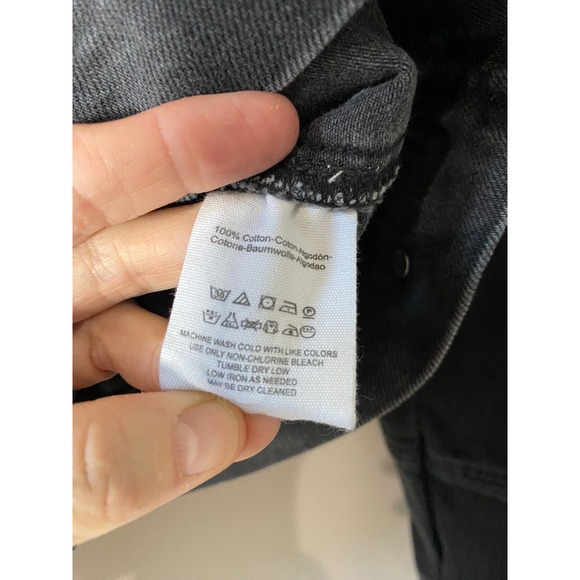 Free People Rumors Denim Jacket Black Trucker Cropped Button Front Size SMALL - Picture 5 of 5